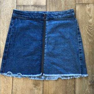 Blue denim mini skirt